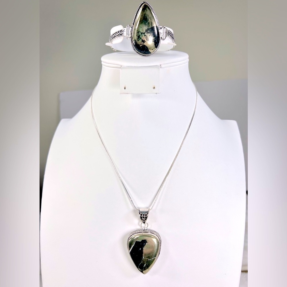 Pyrite “Fool’s Gold” 925 Pendant & Bracelet Gemstone Set